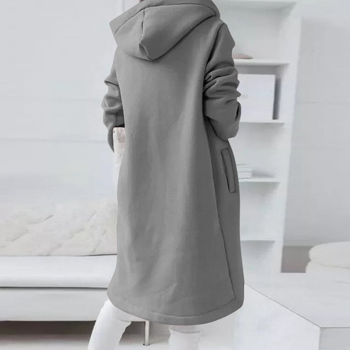 Nieuwe middellange damesjas met capuchon; veelzijdig en modebewust, klaar voor verzending.
