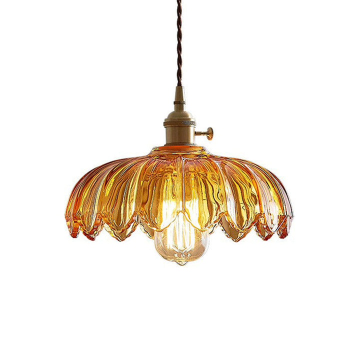 Transparante en amberkleurige bellen design hanglamp, unieke sfeerverlichting.