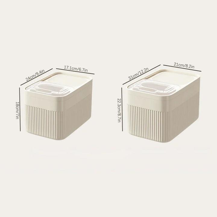 Praktische 5kg luchtdichte voercontainer voor huisdierbenodigdheden. Ideaal voor honden- en kattenvoer opslag.