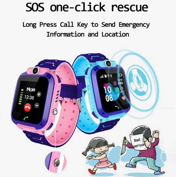 Kids tech gadget: robuuste waterdichte kinder smartwatch met nauwkeurige LBS tracking en SOS alarm.