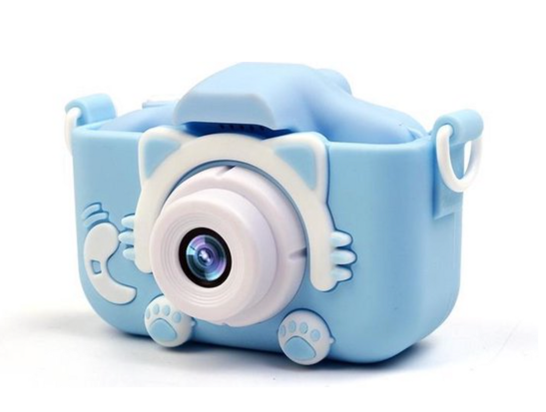 Compacte HD digitale kindercamera met hoes, perfecte minicamera voor kleine handen en onderweg.