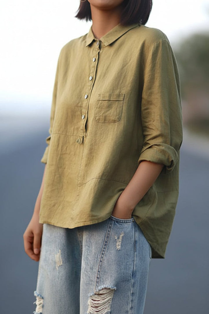 Dames jade pullover met knopen, comfortabel en stijlvol. Ideaal voor een casual of alledaagse look.