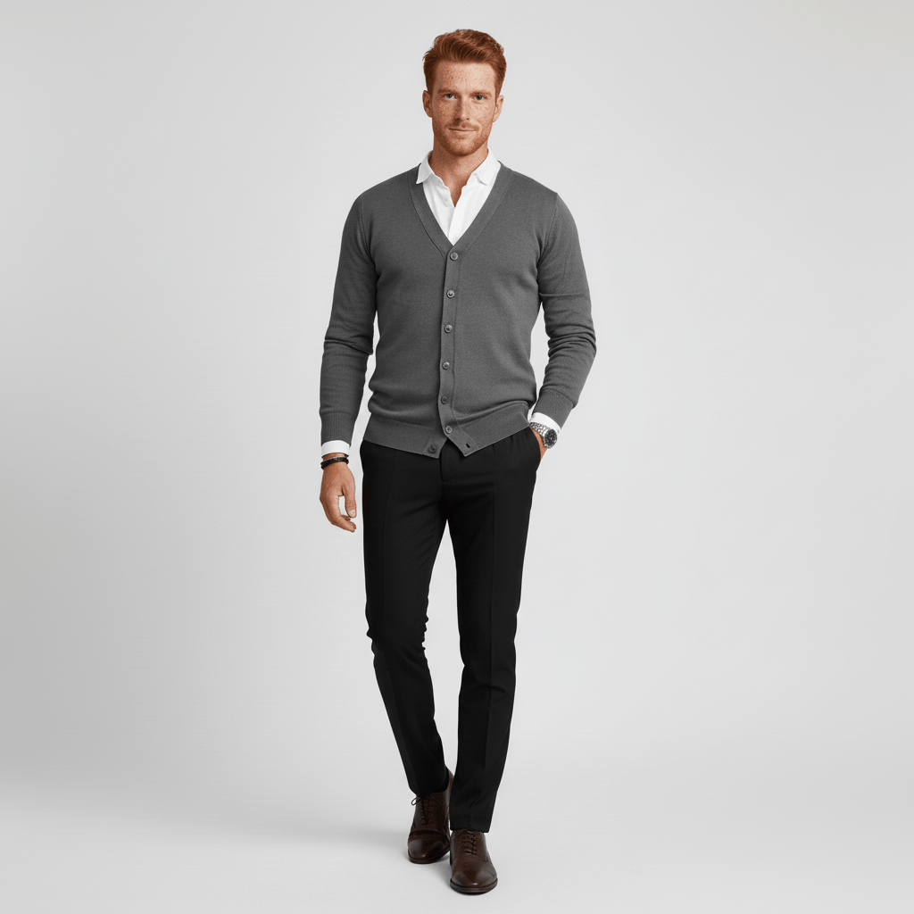 Rood Alexander slim fit heren vest met lange mouwen, V-hals. Voor een moderne en nette look.