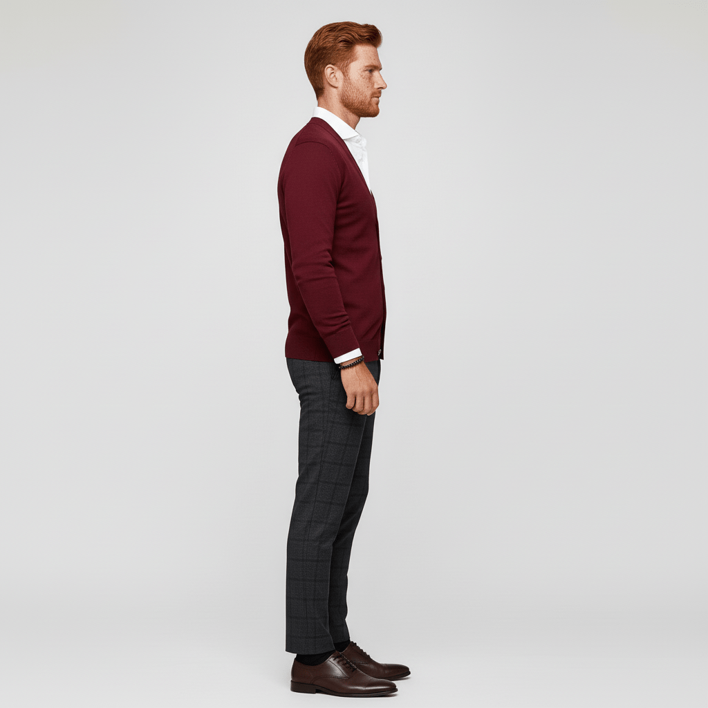 Grijs slim fit heren vest met V-hals, lange mouwen. Ideaal voor een stijlvolle, comfortabele outfit.