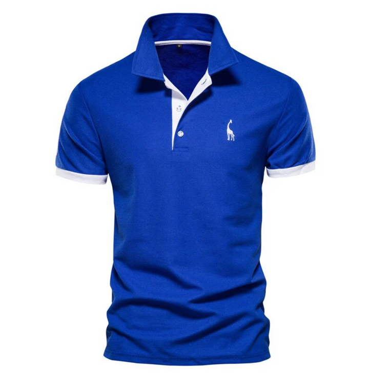 Detail van Baron heren poloshirt; ademend katoen en klassieke kraag voor een smart-casual look.