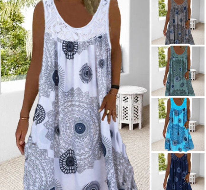Jurk Miranda: mouwloze, luchtige en comfortabele zomerjurk voor dames, ook in plus sizes.