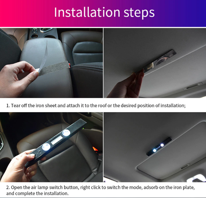 Auto sfeerverlichting LED set voor interieur, creëert ontspannen ritervaring met kleurrijke decoratie.