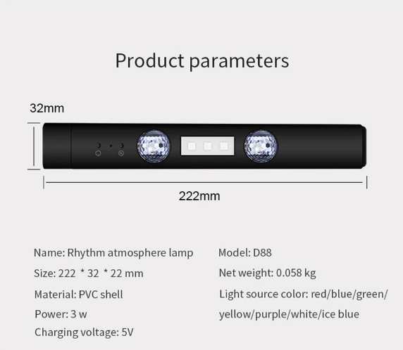 Draadloze auto LED sfeerverlichting, USB oplaadbaar voor eenvoudig en flexibel interieur decoratie.