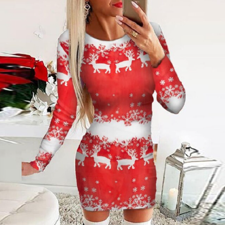 Elegante dames avondjurk, beschikbaar in rood of zwart, ideaal als kerstjurk of voor andere feesten.