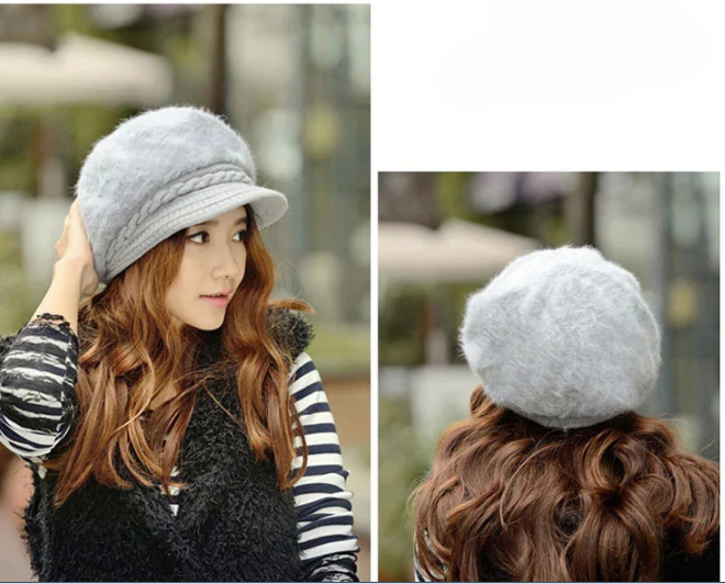 Dames winterhoed met klep. Warm, stijlvol en trendy hoofddeksel voor vrouwen.