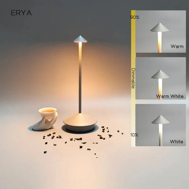 Decoratieve moderne LED tafellamp, oplaadbaar en dimbaar met touch, ideaal als sfeervolle verlichting.