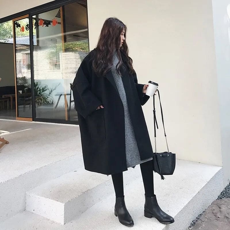 Trendy oversized herfstjas voor vrouwen, wolblend trenchcoat Aura voor een stijlvolle uitstraling.