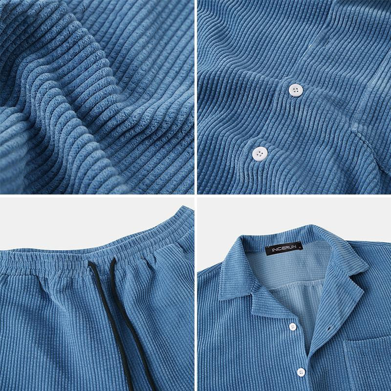 Complete heren 2-delige kledingset: stijlvol shirt en bijpassende broek. Comfortabele zomer outfit voor mannen.