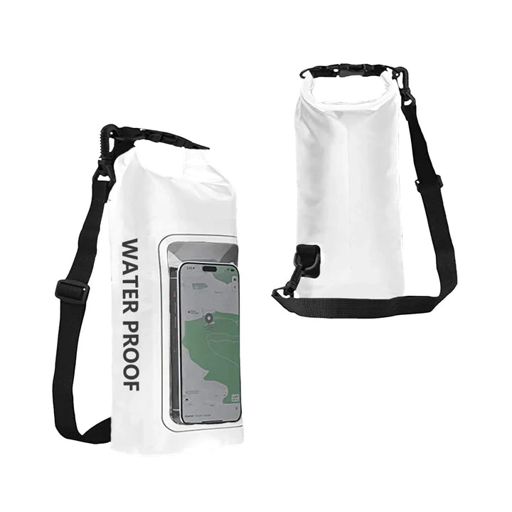 Veelzijdige waterdichte 2L reistas met touchscreen venster, geschikt voor strand, trekking & outdoor.