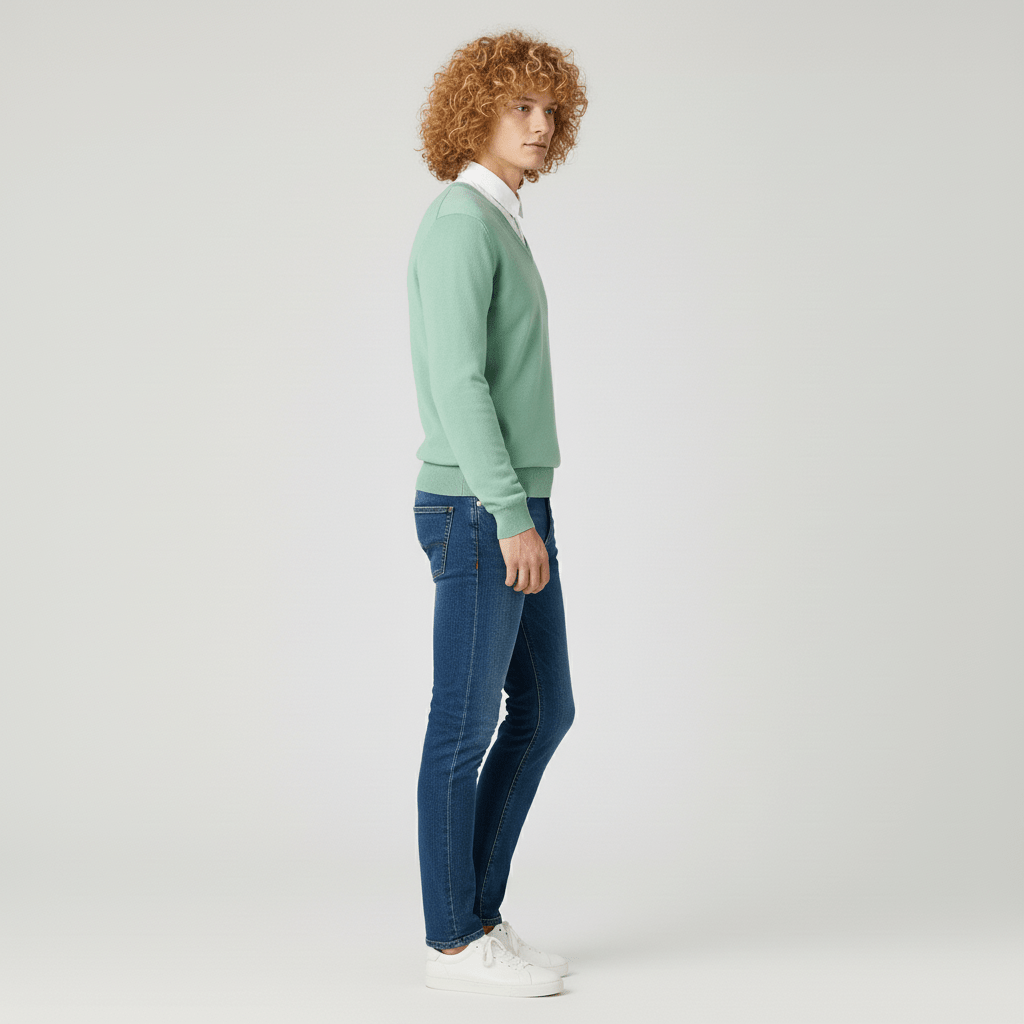 Hoogwaardige slim-fit V-hals trui Samuel, duurzaam en zacht voor optimaal draagcomfort.