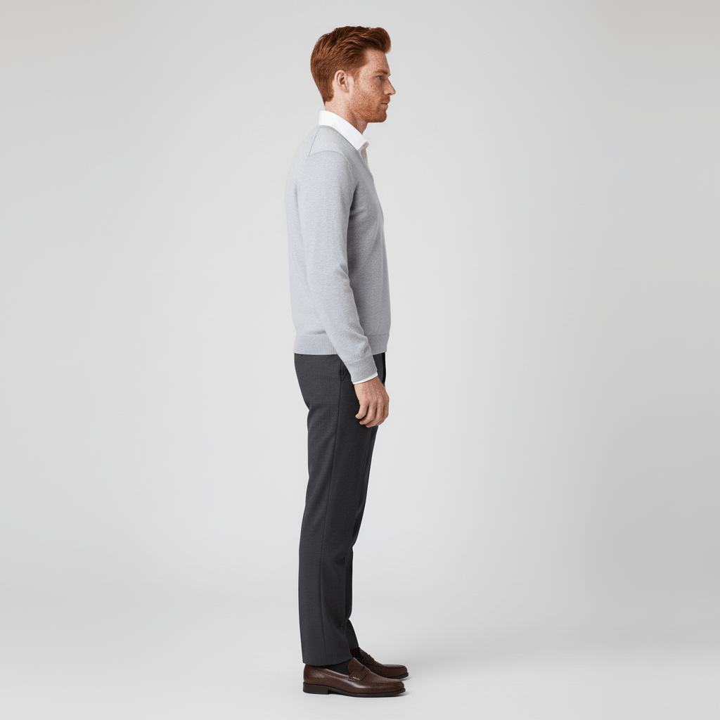 Warm en stijlvol: heren slim-fit V-hals trui, ideaal voor winterkleding en smart-casual.