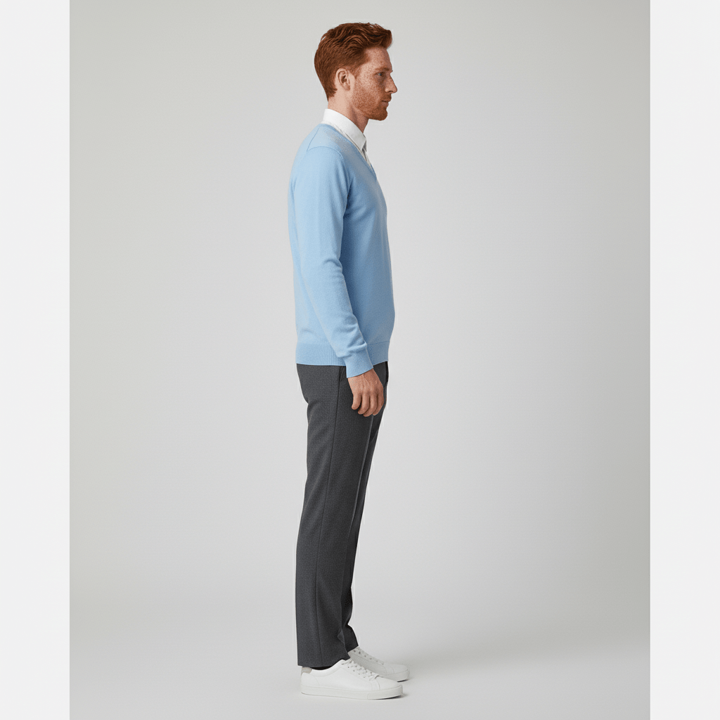 Dagelijkse elegantie met deze slim-fit V-hals trui voor heren, perfect voor laagjes.