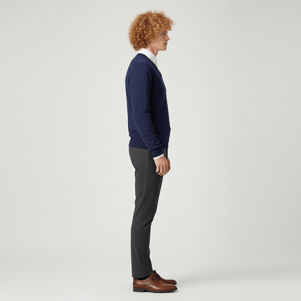 Strakke V-hals trui voor heren, slim-fit, ideaal voor een gepolijste smart-casual look.