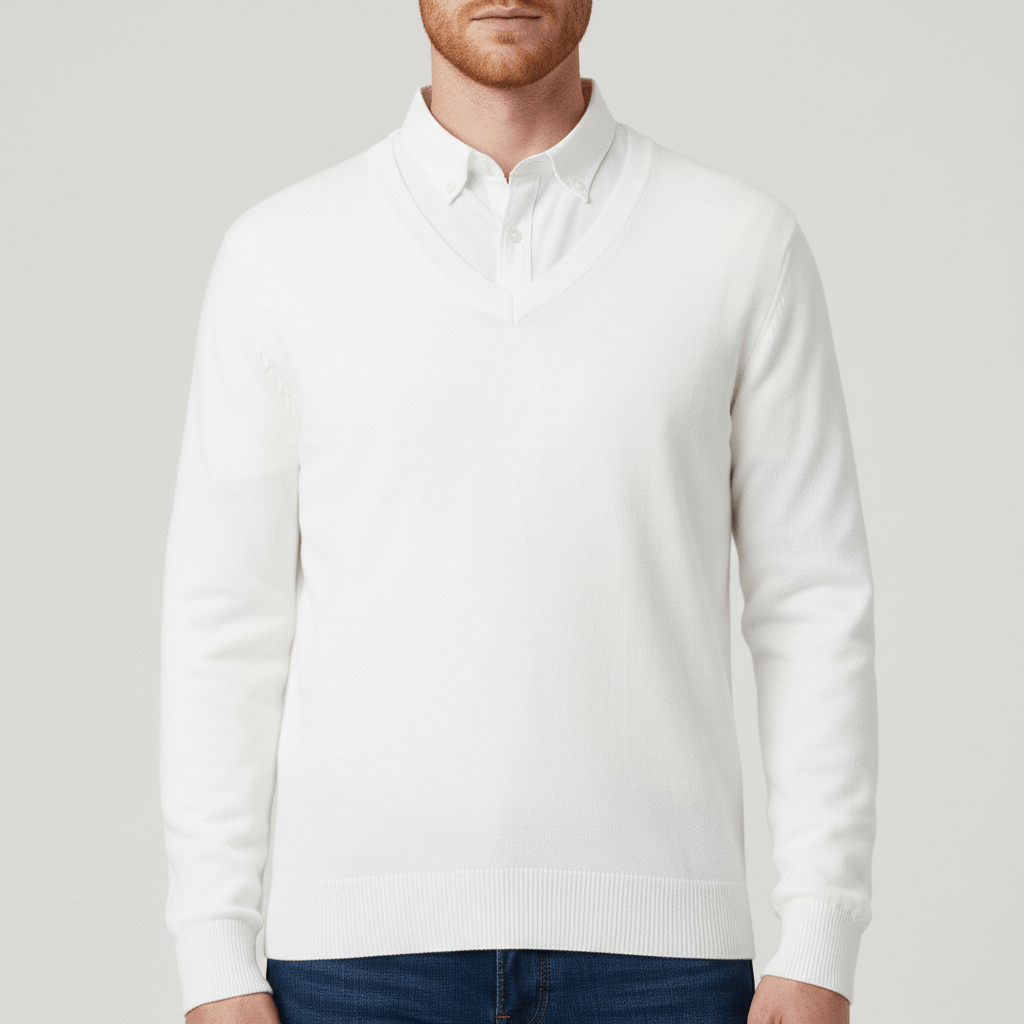 Heren slim-fit V-hals trui Samuel, elegant en comfortabel voor smart-casual looks.
