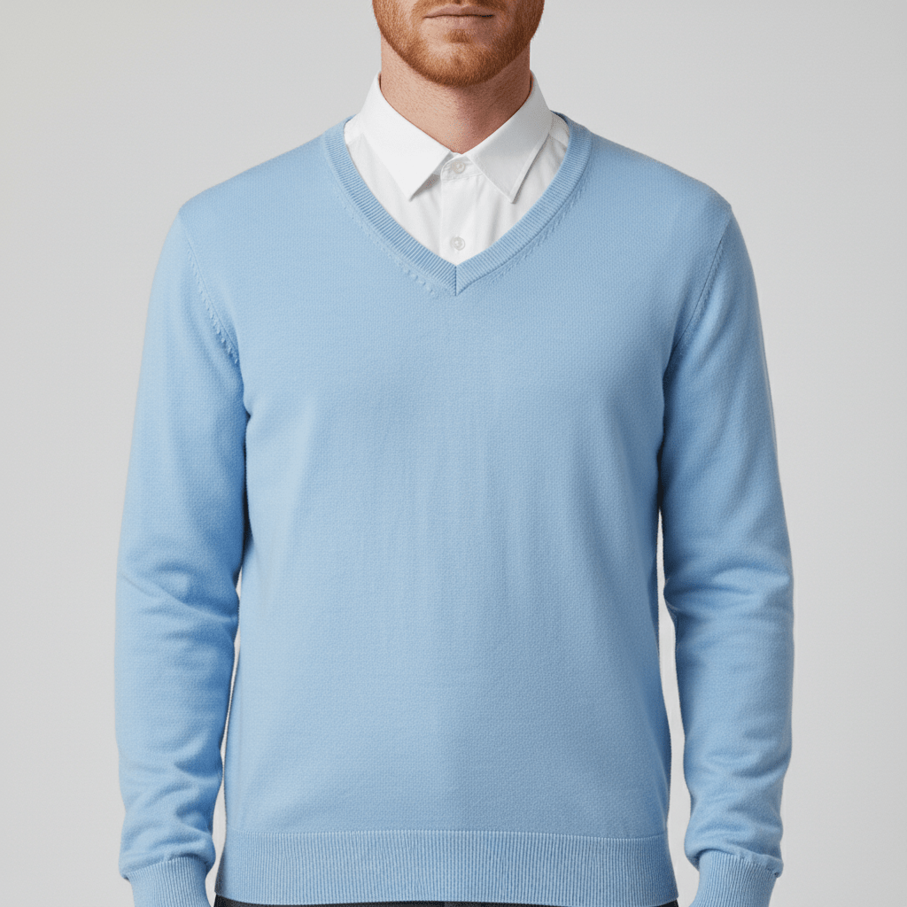 Veelzijdige herenmode: slim-fit V-hals trui, geschikt voor elk seizoen als comfortabel laagje.