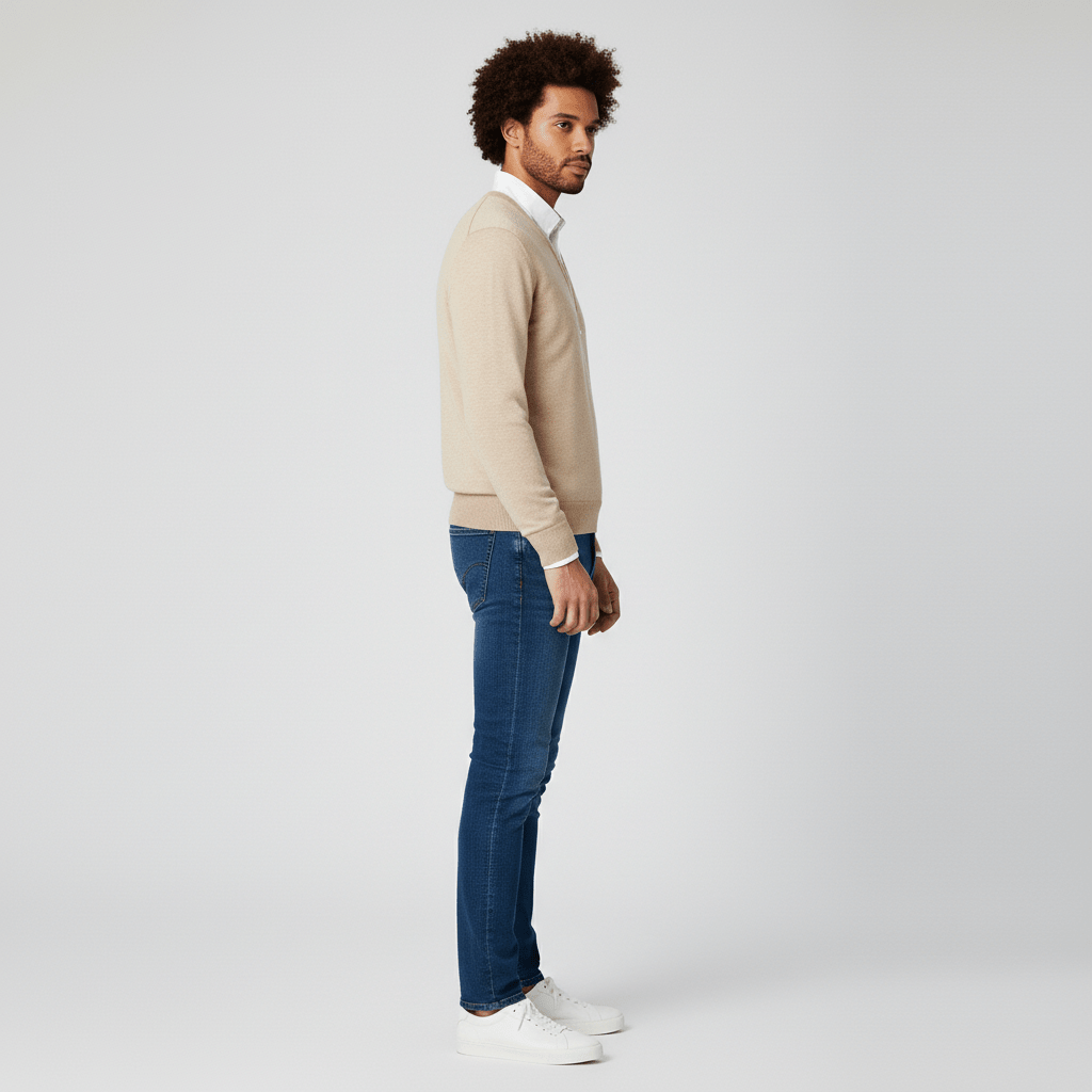 Perfecte laagjes trui: heren slim-fit V-hals, warm en comfortabel voor de koude wintermaanden.
