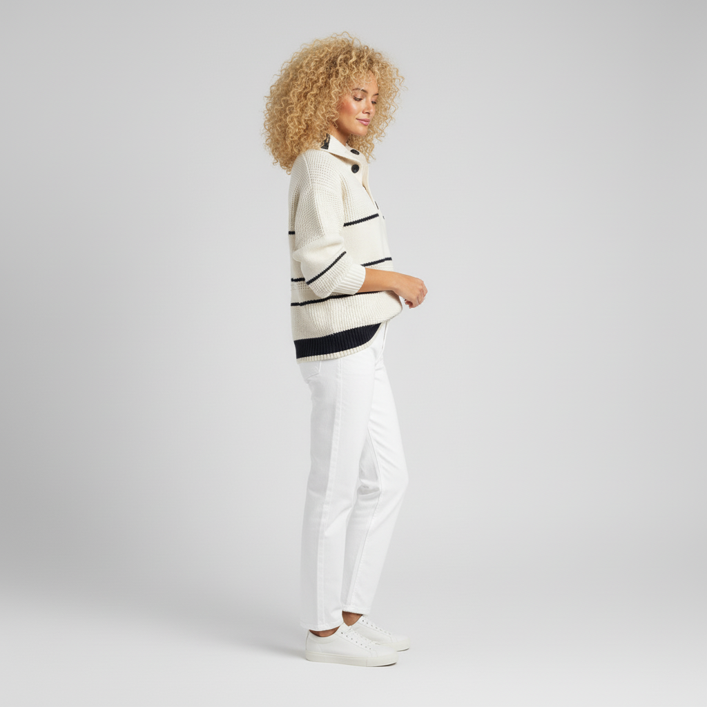 Comfortabele Annabelle dames trui met lange mouwen, gebreid en gestructureerd, perfect voor een casual look.