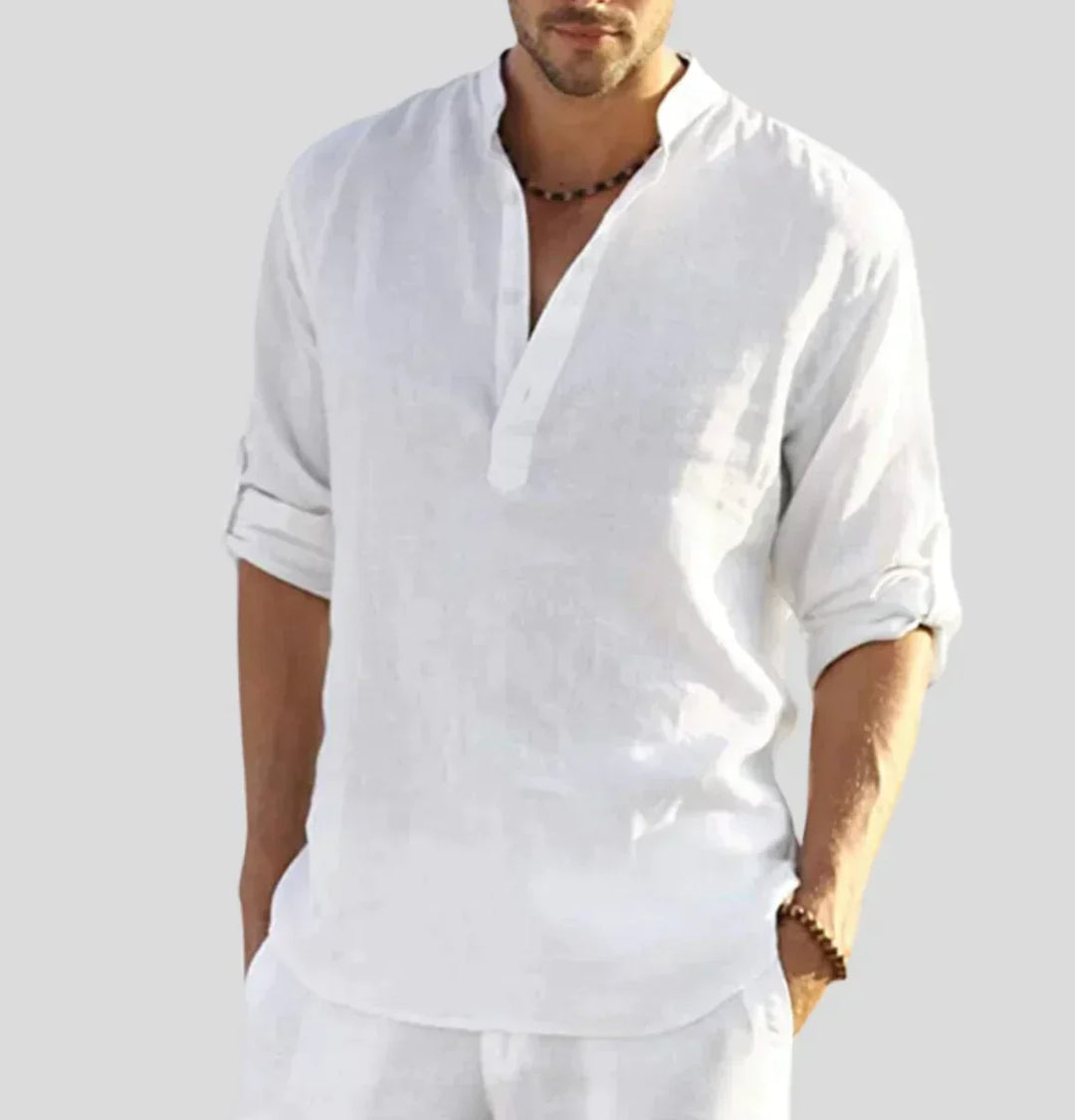 Heren luxe Hugo linnen overhemd, stijlvol en comfortabel, perfect voor elke gelegenheid. Essentiële herenkleding.