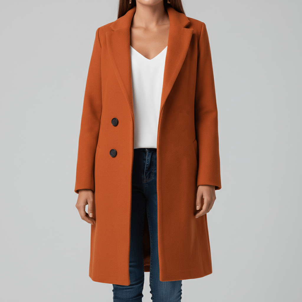 Dames Kiara lange jas, getailleerd en perfect te combineren voor een elegante outfit.