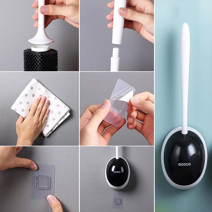 Complete set: flexibele siliconen toiletborstel en houder; essentieel voor elke badkamer.
