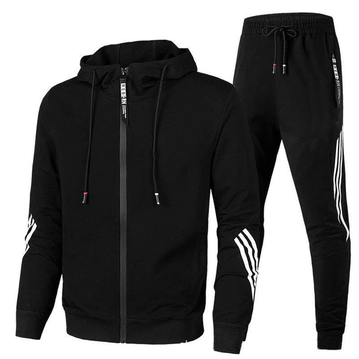 Casual heren jogging set voor vrijetijd en sport. Comfortabele hoodie en jogger met relaxte pasvorm.