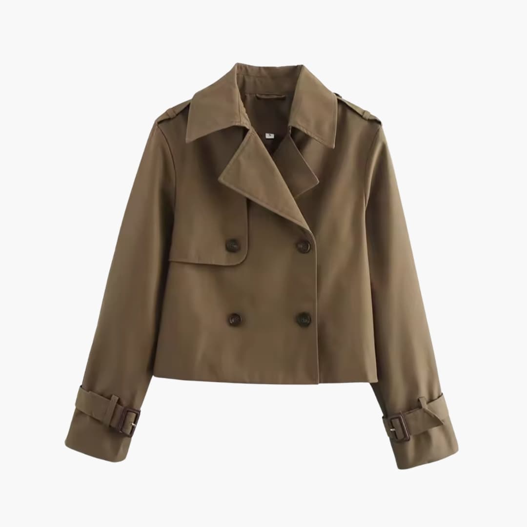 Modieuze cropped trenchcoat voor dames, ideaal als stijlvolle tussenjas. Tijdloze klassieke look.