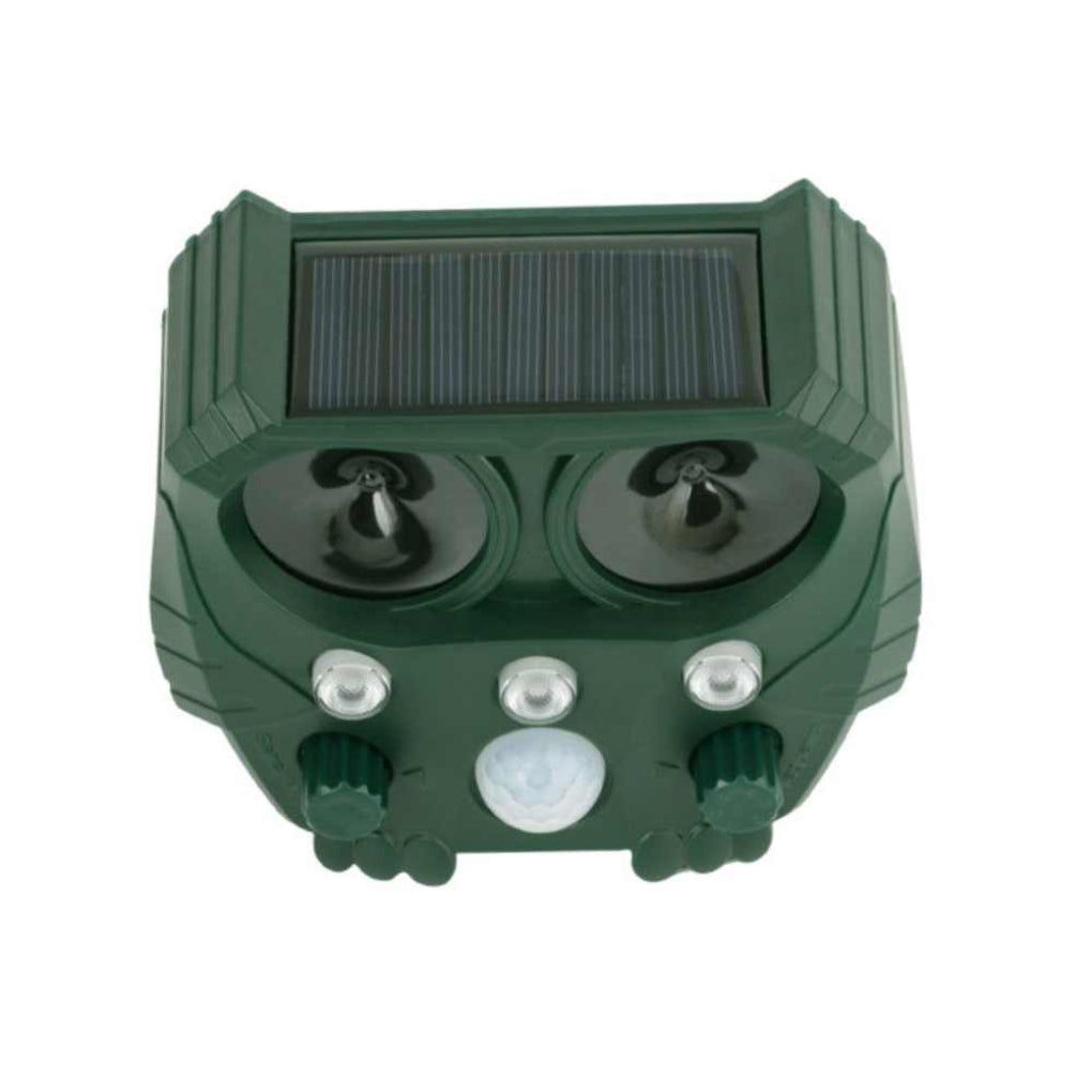 Solar ultrasoon katten- en hondenverjager; weerbestendig voor buitengebruik in de tuin; ongediertebestrijding.