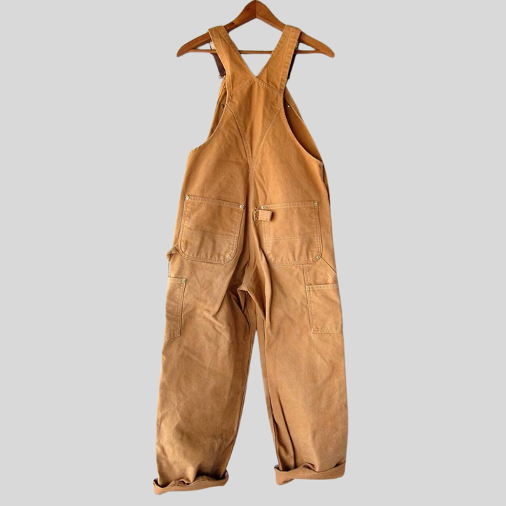 Dames retro tuinbroek van katoenmix, comfortabel en casual met verstelbare banden voor een vintage loose fit.
