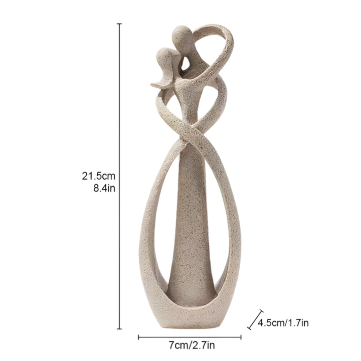 Decoratief abstract beeld van tijdloze liefde, sculptuur voor modern interieur. Wit en bruin cadeau.
