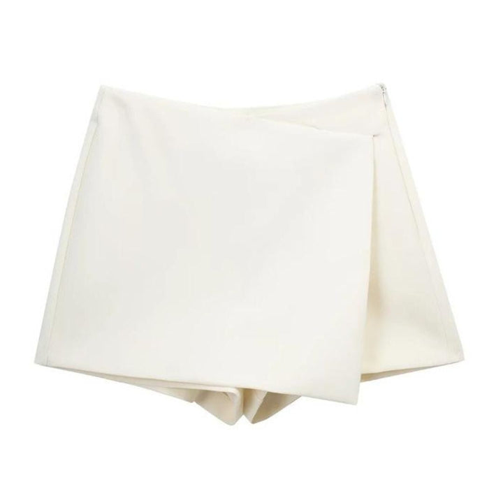 Comfortabele dames rokbroek, asymmetrisch en hoog getailleerd, voor dagelijks gebruik.