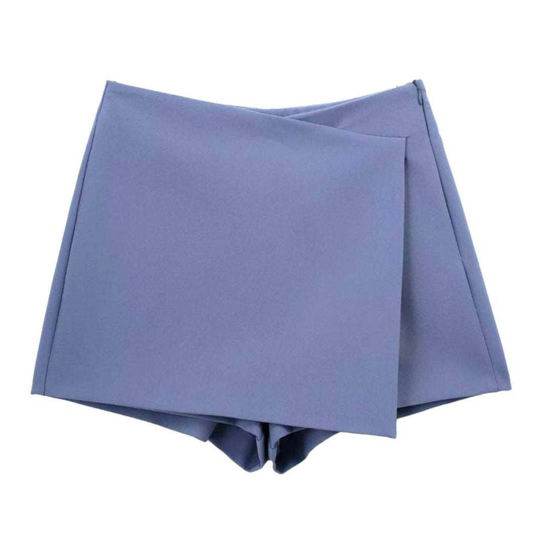 Modieuze dames skort, asymmetrisch detail, hoog getailleerd voor een flatterend silhouet.