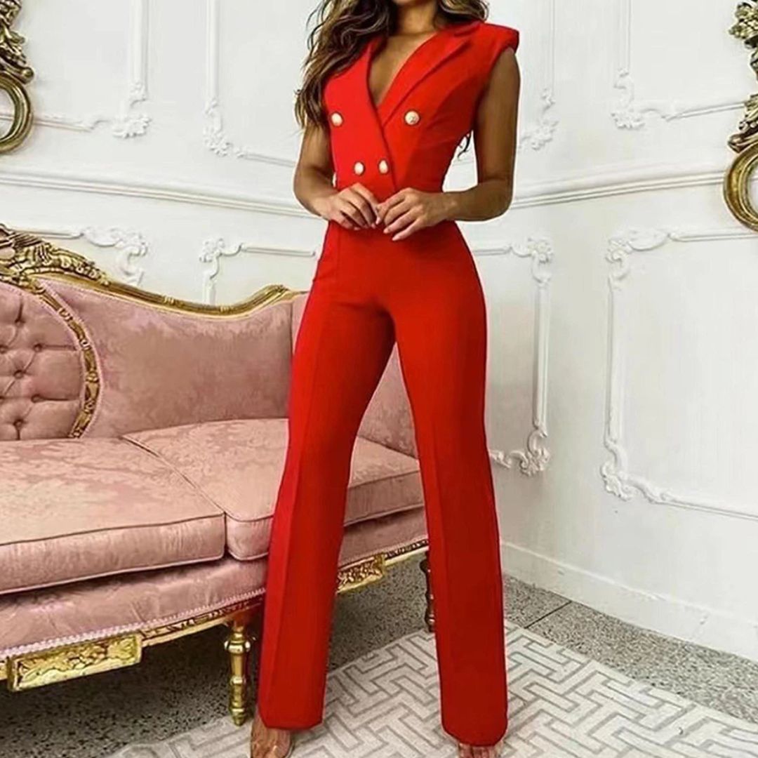 Stijlvolle dames jumpsuit met losse pasvorm en wijde broekspijpen. Elegant en comfortabel, ideaal voor modebewuste vrouw.