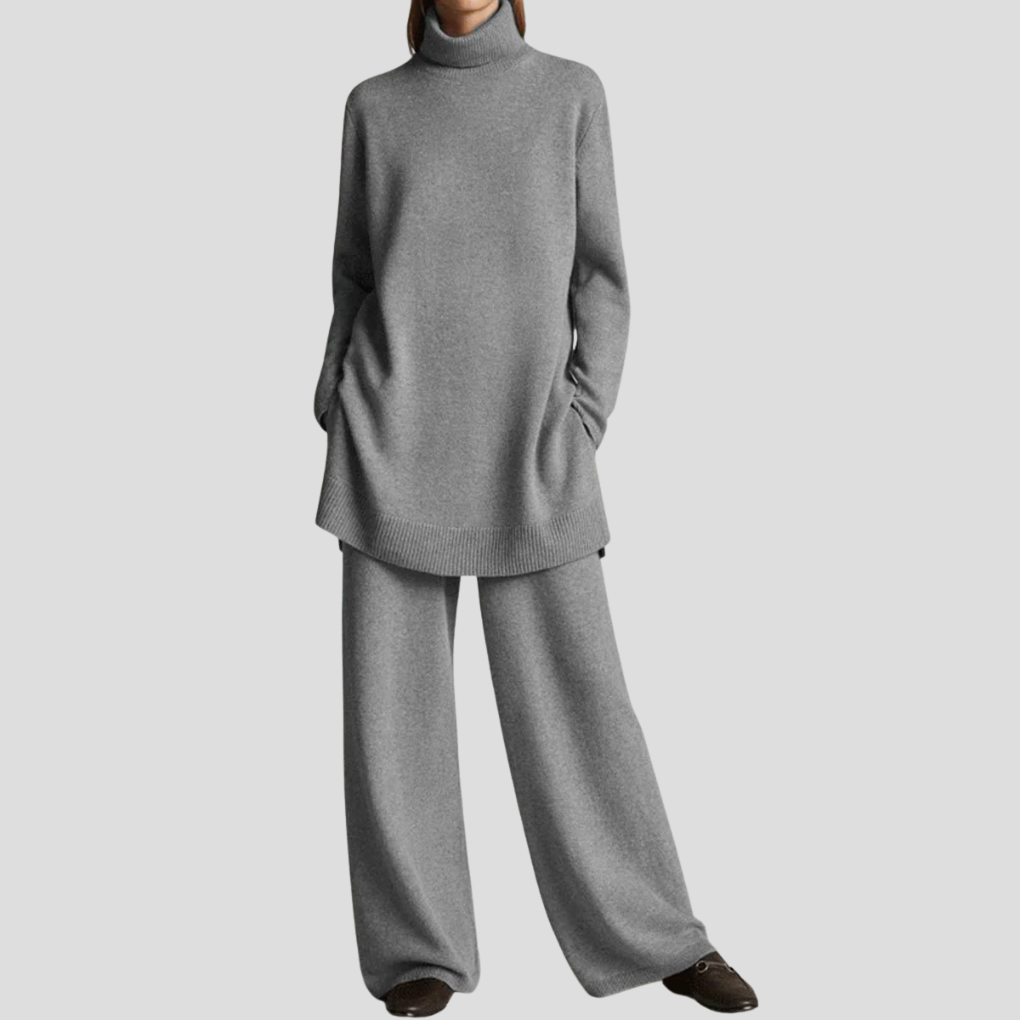 Stijlvolle tweedelige set voor dames: een elegante losse top en comfortabele broek, ideaal voor kantoor of vrije tijd.