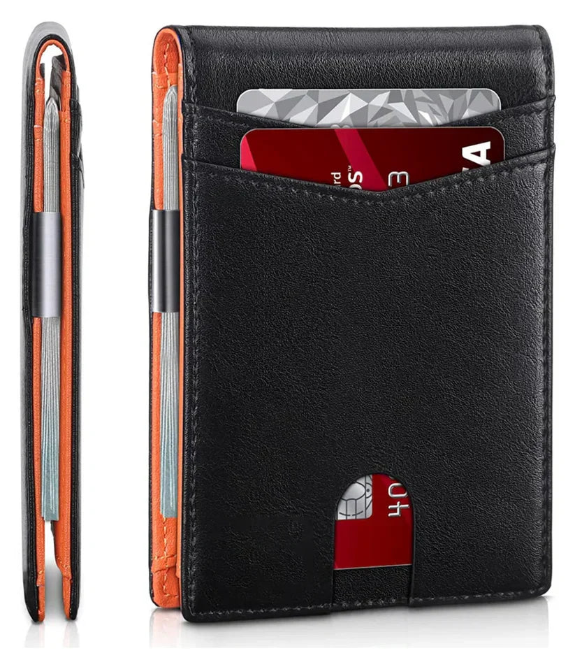 Veilige unisex portemonnee met RFID blokkering. Ruime pasjeshouder in een slank, modern en compact kunstleren design.