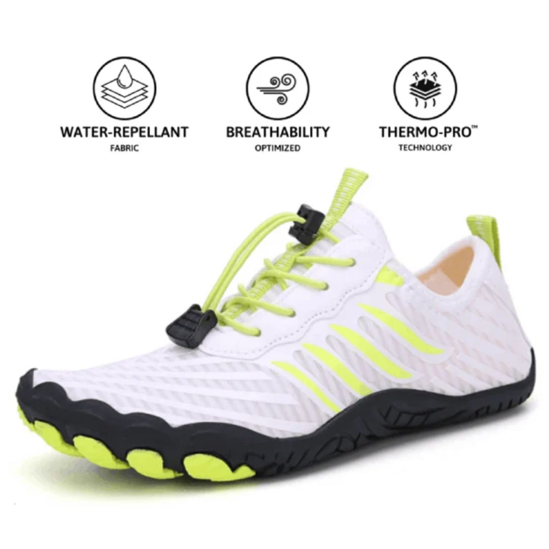 Orthopedische barefoot schoenen in grijs, bieden ultiem comfort en ondersteunen een natuurlijke, gezonde loopstijl.