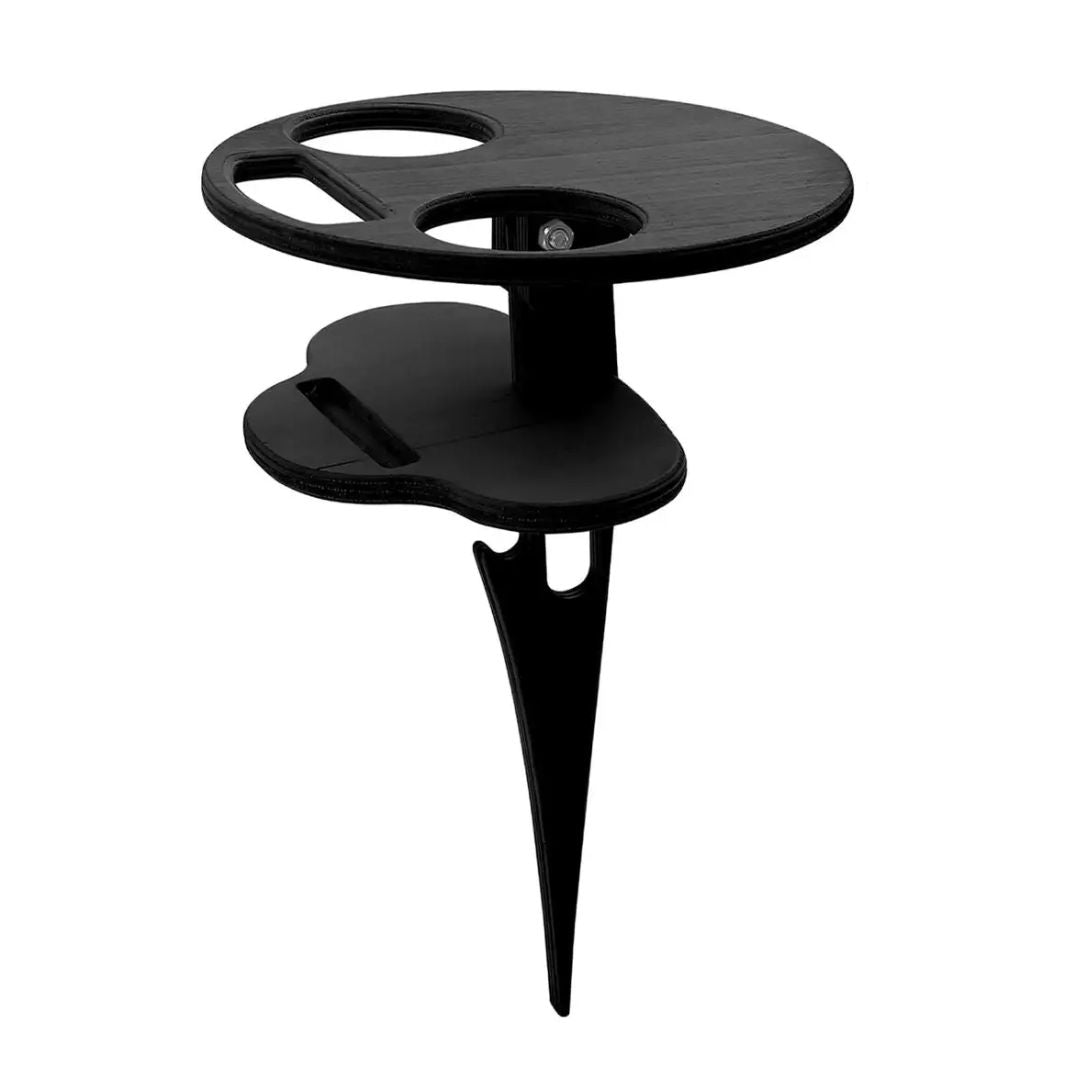 Stijlvolle opvouwbare wijntafel met twee lagen, perfect voor picknicken in de tuin of op het strand.