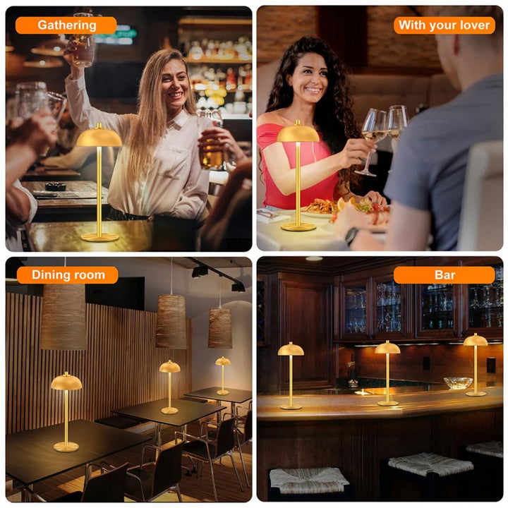 Paddenstoel lamp met oplaadbare batterij, touch bediening en LED licht, ideaal voor binnenverlichting.