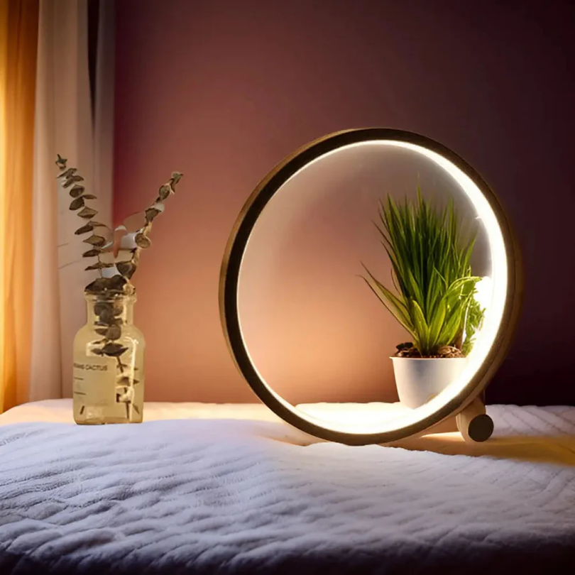 Veelzijdige dimbare LED tafellamp LumaCircle, functioneert ook als sfeervolle nachtlamp. Rond en modern.