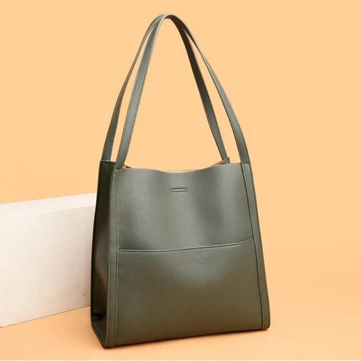 Stijlvolle leren dames handtas DailyLux, ruim model, perfect als dagelijkse accessoire met veel opbergruimte.