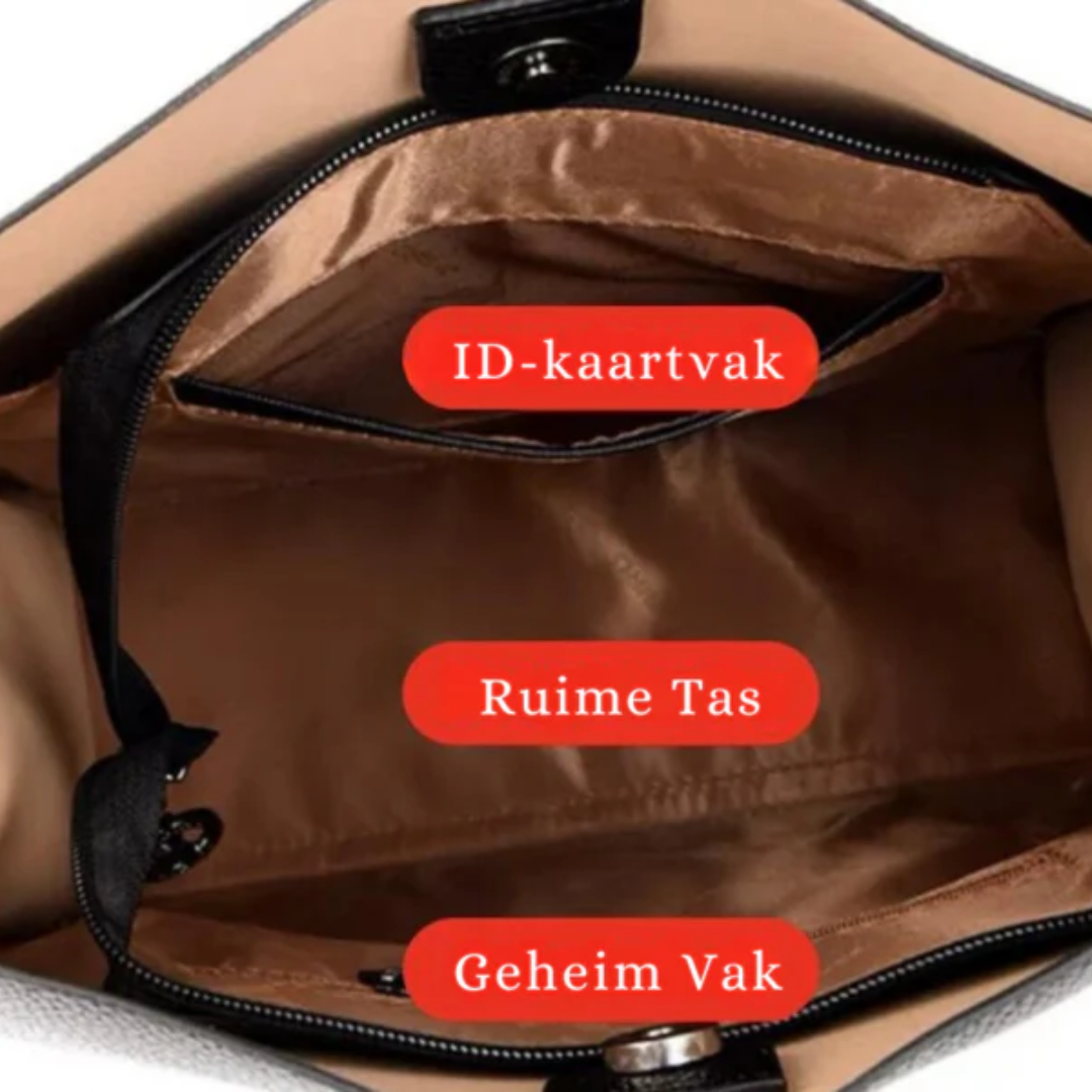 Grote leren dames handtas DailyLux, ruim en stijlvol, perfect voor dagelijks gebruik.