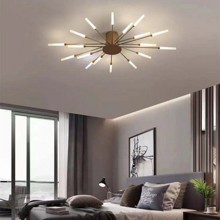 Gouden & zwarte dimbare LED plafondlamp. Modern design, sfeervolle binnenverlichting, energiezuinig.