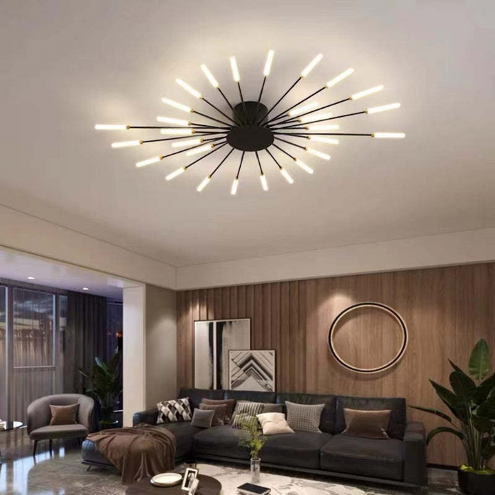 LumenMax grote dimbare LED plafondlamp. Grafisch design, modern, perfect als designlamp in huis.