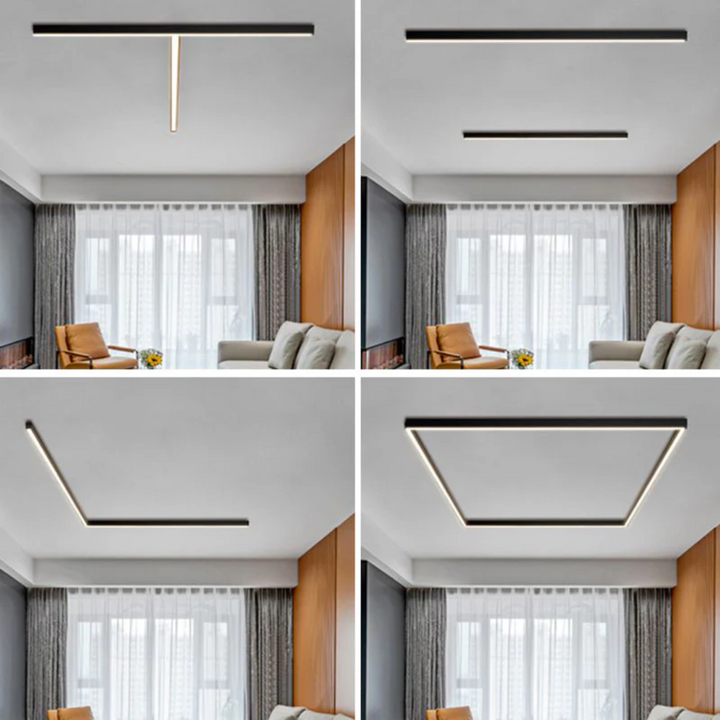 Moderne Stratum LED plafondlamp met industrieel metaal design, perfect voor binnenverlichting.