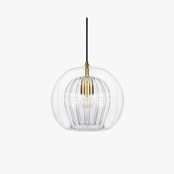 Unieke bolvormige LED hanglamp Aurora Sphere, amber of transparant, moderne binnenverlichting.