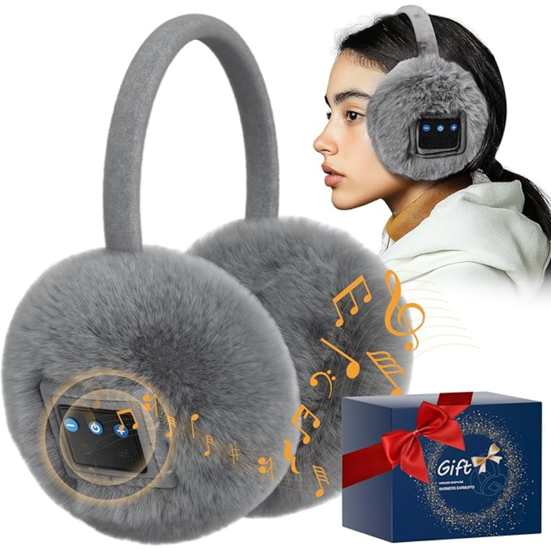 CozyGrooves winter oorwarmers met ingebouwde microfoon voor handsfree bellen. Blijf warm en verbonden.
